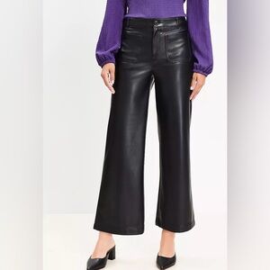 Loft Faux Leather Cropped/Ankle Wide Leg Pants